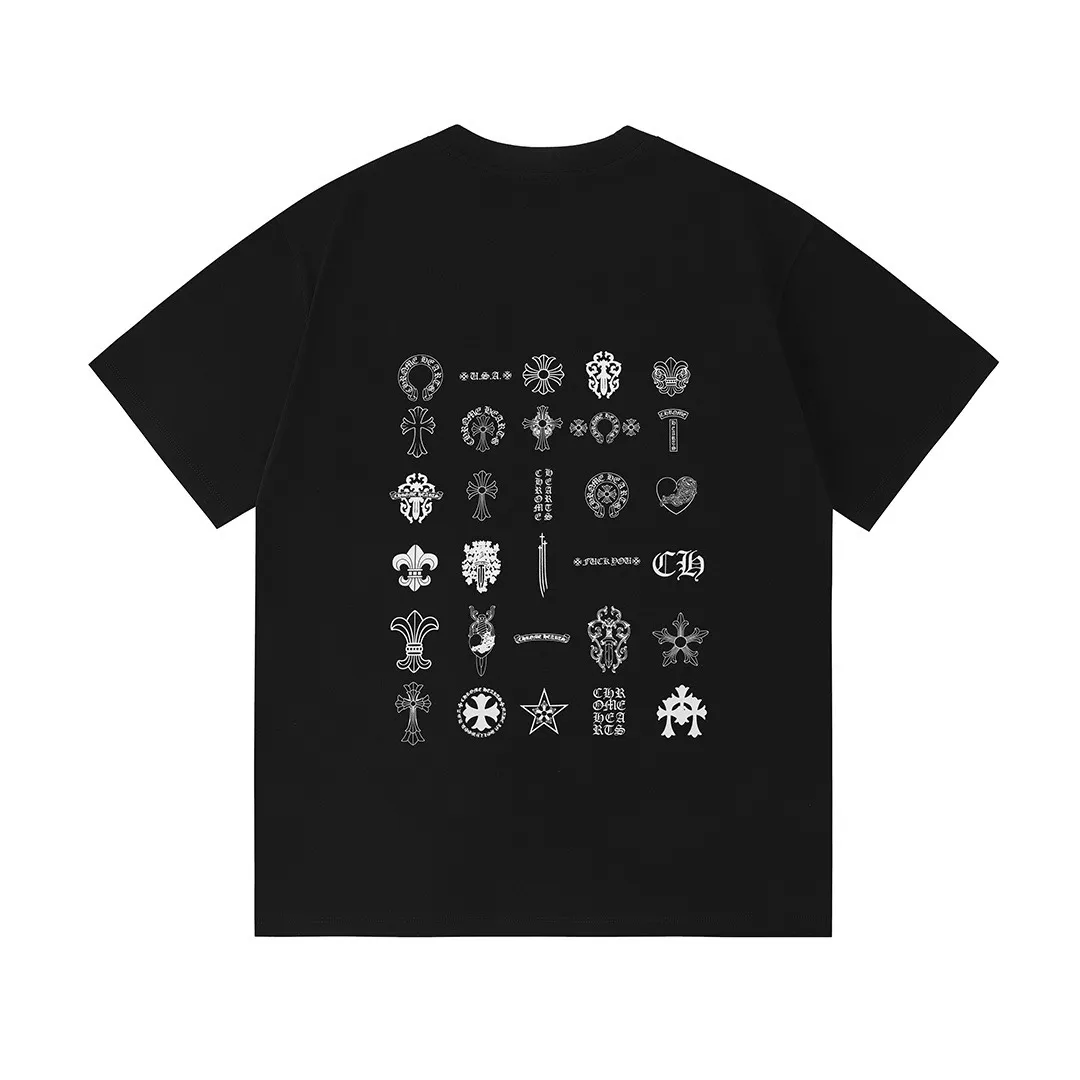 P150 Chrome Hearts Chrome Hearts 2026 official website new brand collection logo, same style for men and women, short-sleeved T-shirt ·Customized 300g 100% double yarn pure cotton fabric ·Dyeing 32 counts double-strand thread ·Collar label, hangtag, main mark and three labels complete Color: Black Size: XS S M L